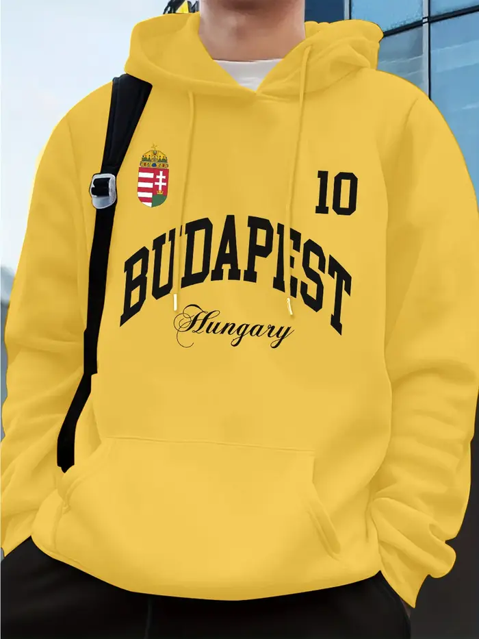 Sweat à capuche imprimé drapeau de l'ongrie du Budapest pour hommes
