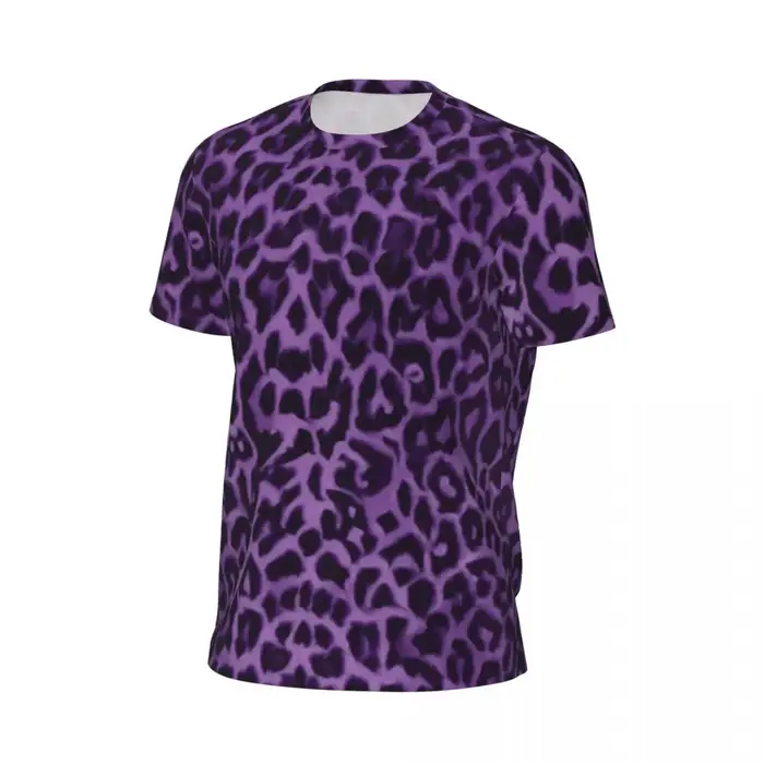 T-Shirt imprimé Animal, motif léopard violet, vêtements de sport Hippie, manches courtes, séchage rapide, vêtements d'été de grande taille