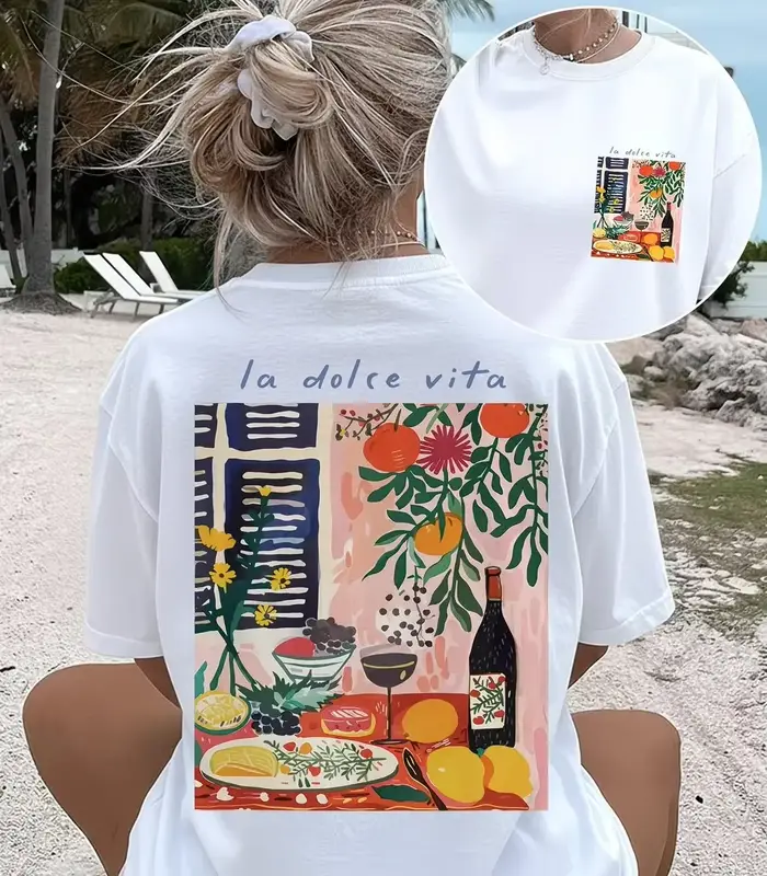 T-shirt graphique tendance La Dolce Vita pour femme