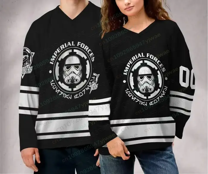 Maillot de hockey Darth Vader Dark Side Fan Gear Fashion Retro T-shirt à manches longues respirant pour hommes et femmes