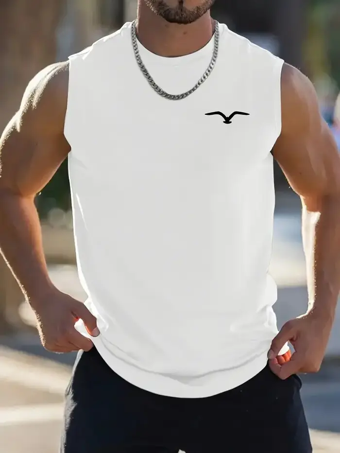 T-shirt sans manches à col rond pour hommes