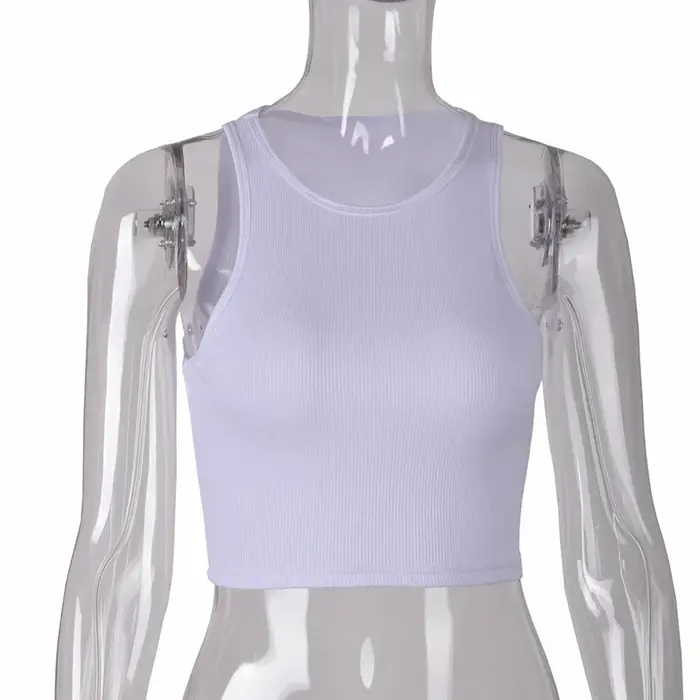 T-shirt blanc à col rond pour femmes