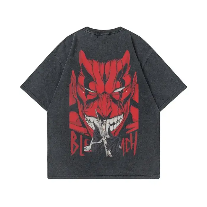 Anime t-shirts hommes femmes eau de javel Zaraki Kenpachi imprimé acide T-Shirt coton graphique Punk Harajuku