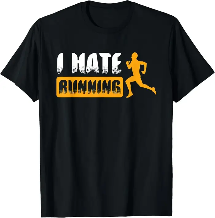 T-shirt drôle et satirique avec emoji « J'ai horreur de courir »