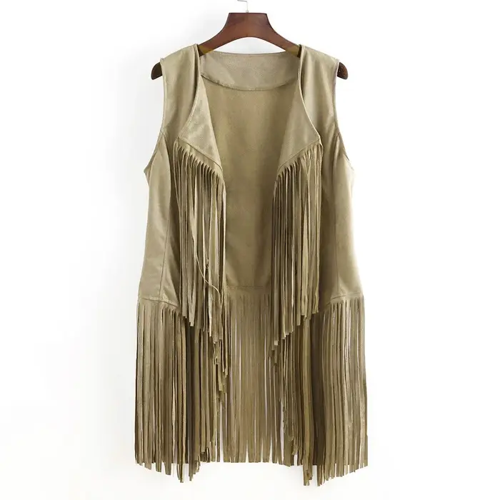 Nouveau Gilet Frangé Sans Manches pour Femme 2025 – Cardigan Ouvert Style Artistique Rétro Personnal