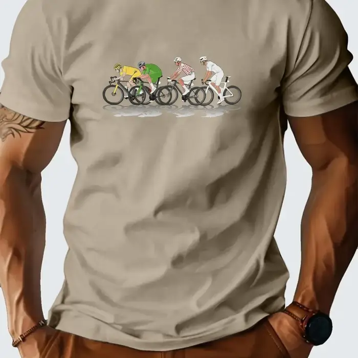 T-shirt graphique Tour de France pour homme, respirant et anti-humidité, avec motif officiel, col rond décontracté, manches courtes
