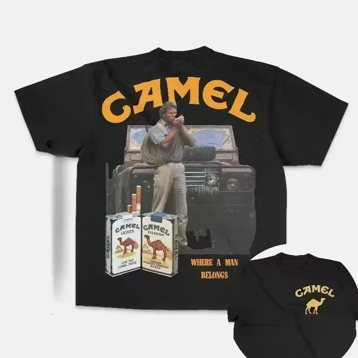 Nouveau T-shirt unisexe en coton avec motifs Camel Cigarettes