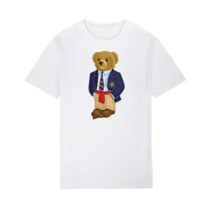 Nouveaux t-shirts en coton à imprimé ours Poloo pour hommes