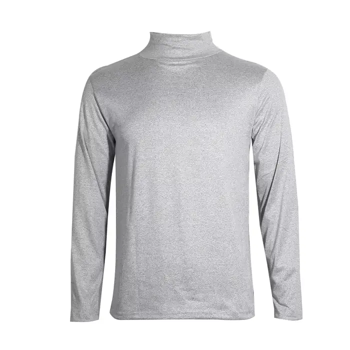 T-shirts à col haut pour hommes mode solide mince à manches longues T-shirt mâle
