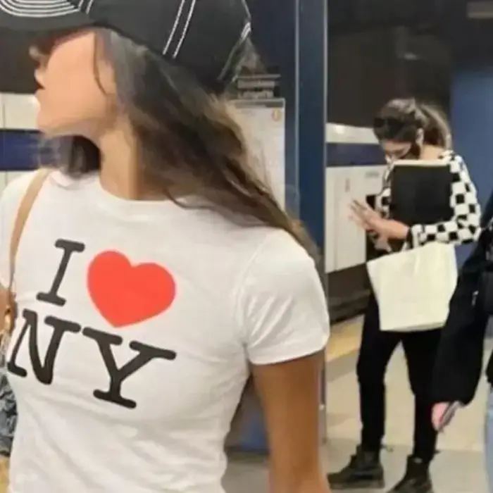Haut court I love NY 2000s Streetwear Harajuku femmes T-shirt à manches courtes Y2K mode lettre imprimer mignon bébé t-shirts e-girls mince