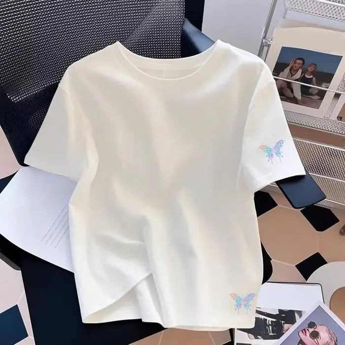 T-shirt pour femme de haute qualité 100% coton à manches courtes