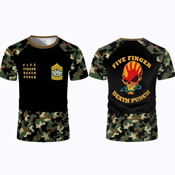 T-shirt imprimé en 3D avec crâne de groupe de rock heavy metal pour les fans de Five Finger Death Punch