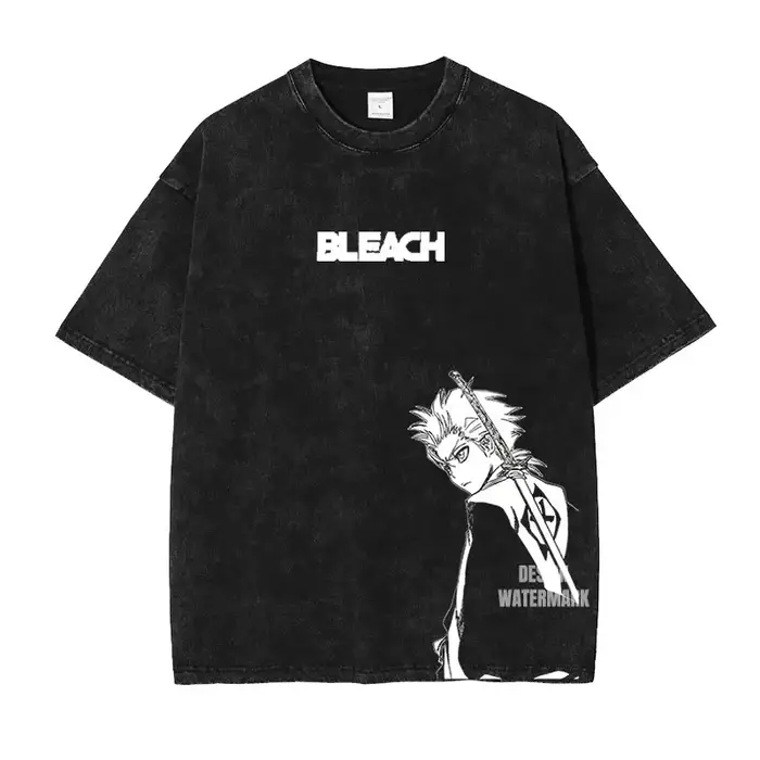 T-shirts Anime B-Bleach Vintage Lavés Kurosaki Ichigo Streetwear Manga Renji Zaraki Kenpachi Tops Te