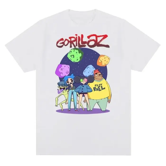 T-shirt Gorillaz Punk Rock 2025 – Imprimé groupe musical années 90 – Mode décontractée – Manches courtes – Unisexe – Grande taille