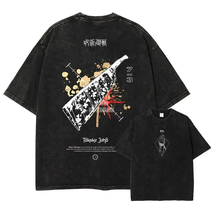 Choso T-shirts Gojo Unlimited Void Oversized Vintage Washed T Shirt Manga Short Sleeve Retro