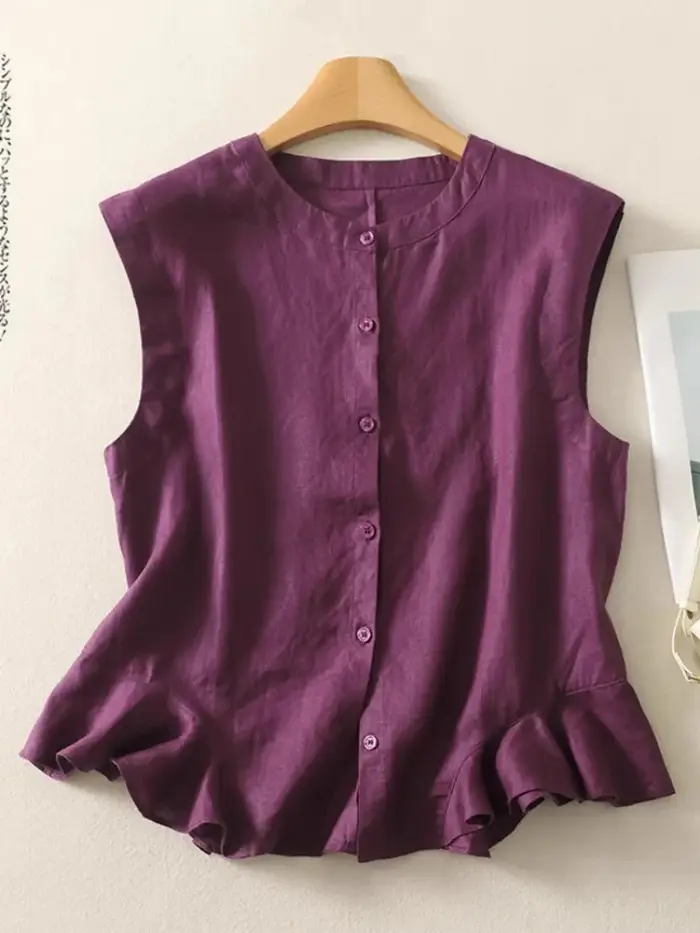 Chemise sans manches en lin pour femmes