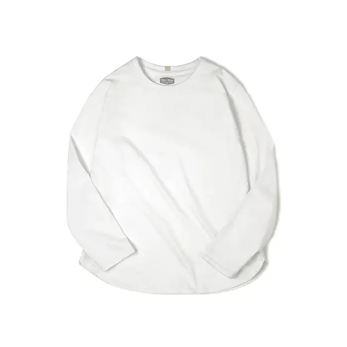 T-shirt Basique à Manches Longues Maden pour Femmes Col Rond Tops en Coton Coupe Lâche Couleur Unie T-shirts Oversized
