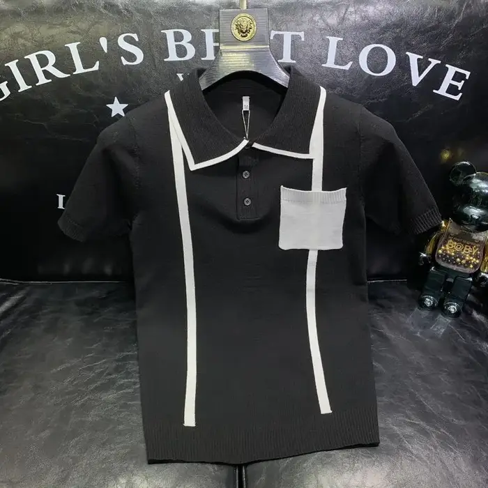 Polo tricoté à manches courtes pour hommes