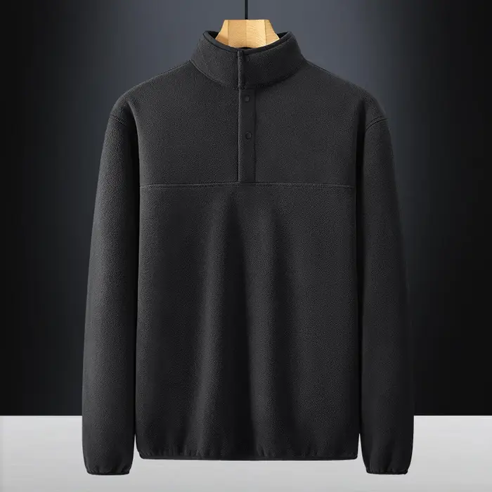 2025 hommes sweat col roulé demi bouton pull mâle polaire décontracté basique élégant vêtements de t