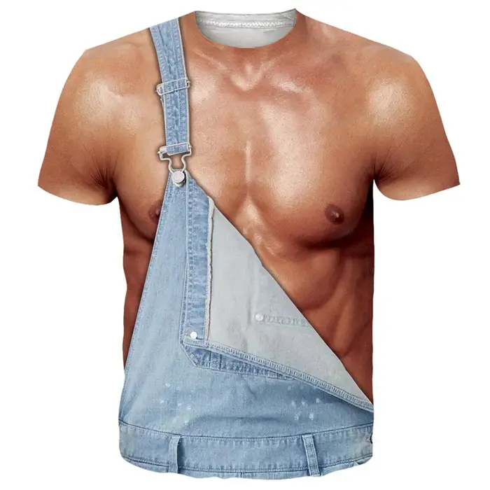 T-shirt de sport pour homme à manches courtes imprimé en 3D, 6 pièces, pour la musculation abdominal