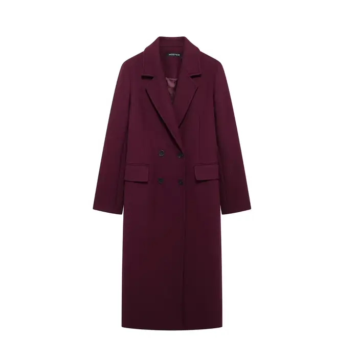 HH femmes mode bordeaux manteau Double boutonnage à manches longues revers mélanges veste automne hiver haute rue vêteme