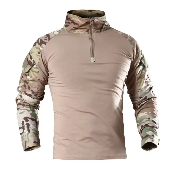 T-shirts de randonnée tactiques en plein air pour hommes, chemise d'escalade de chasse à manches lon