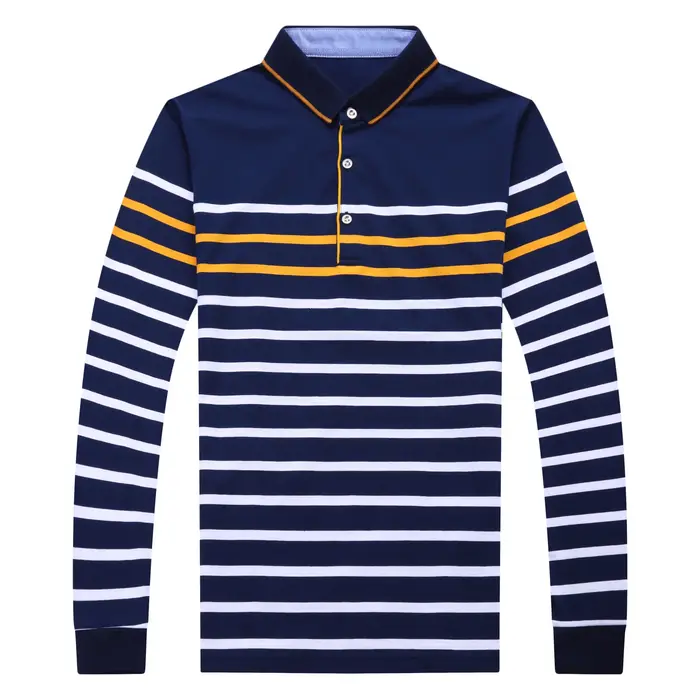 Liseaven-Polo rayé à manches longues pour homme