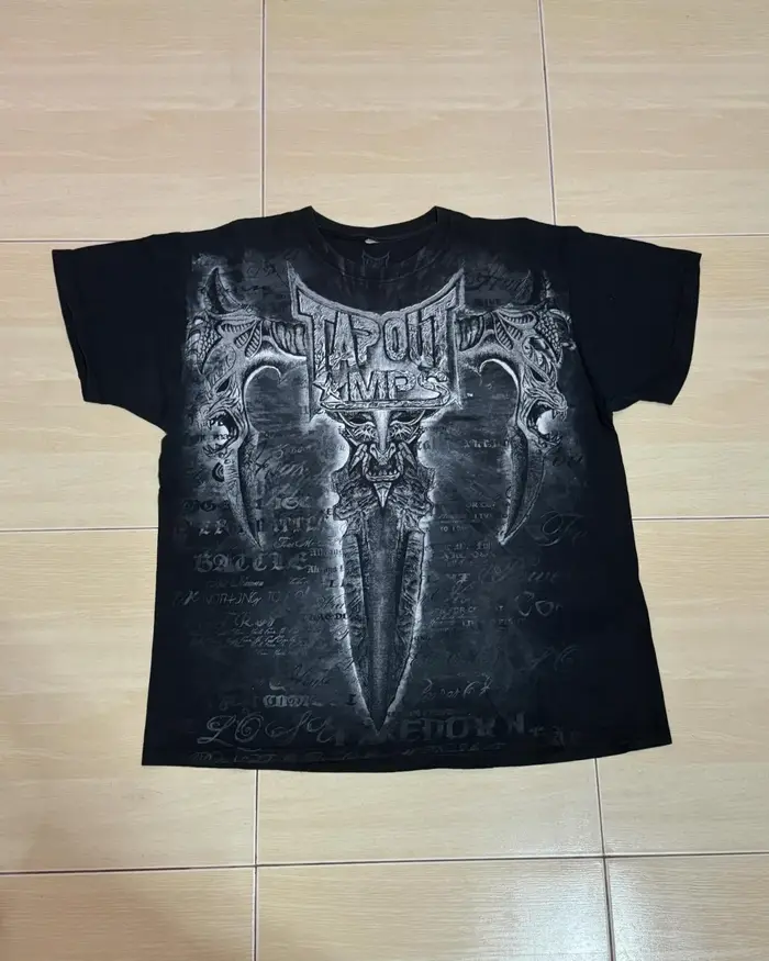 2000s Tapout Hip Hop Skull Graphic t shirts Men Streetwear Goth Tops Men Clothes Casual Gothic Oversized Long Sleeve T shirt