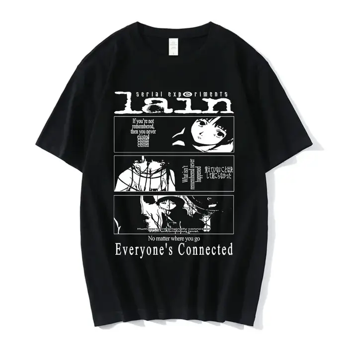 Anime expériences en série Lain T-Shirt hommes femmes graphique t-shirts unisexe Iwakura Manga fille science-fiction
