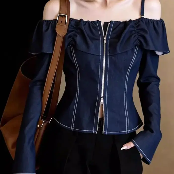 Chemise en jean bleue pour femme
