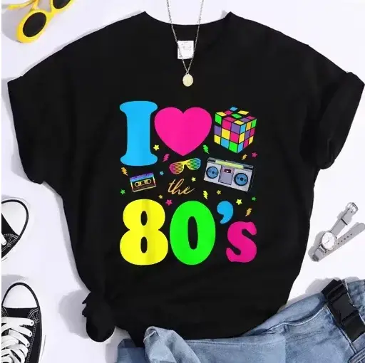 Nouvelle mode j'aime les années 80 T-Shirt femmes Vintage