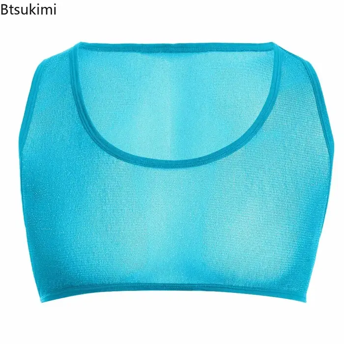 Nouveau 2026 hommes Sexy brillant Transparent maille culture hauts gilet sans manches sport Muscle maillot de corps col