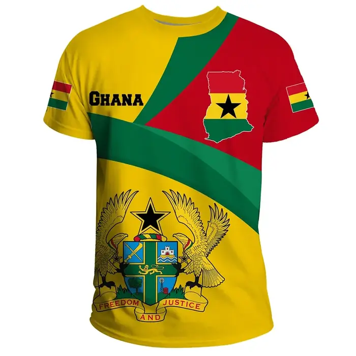 T-shirt africain ghanéen imprimé en 3D pour hommes