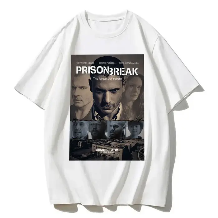Hommes Vintage t-shirts série Tv Prison Break vêtements esthétiques Michael Scofield Y2k chemise Streetwear imprimé T-shirt haut coton