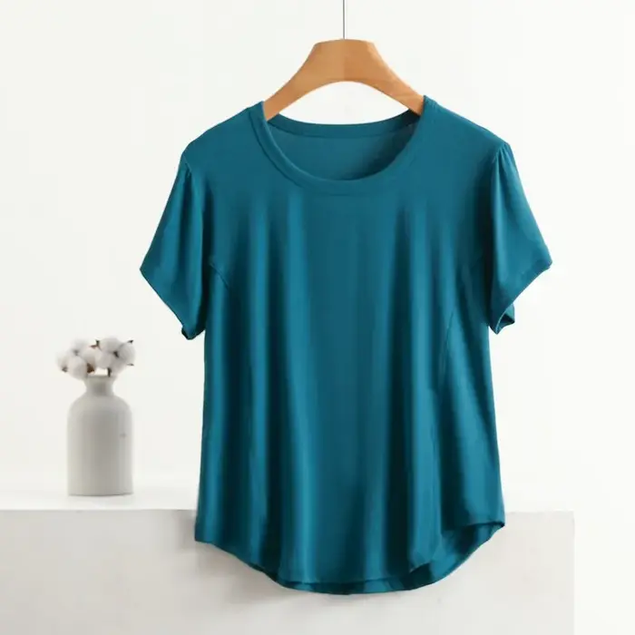 XL à 8XL grande taille t-shirts col rond T-shirt basique femme couleur unie demi manches été simple