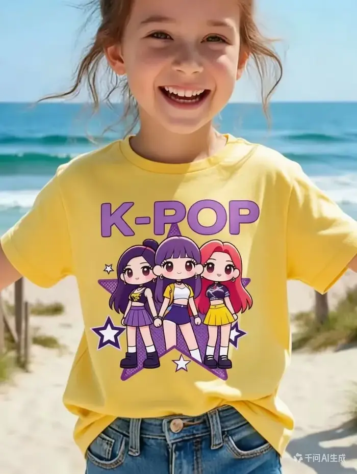 T-shirt à manches courtes pour enfants, style Harajuku, avec dessin animé Kpop, mignon, pour filles, cadeau pour les fans, vêtements décontractés et confortables pour enfants