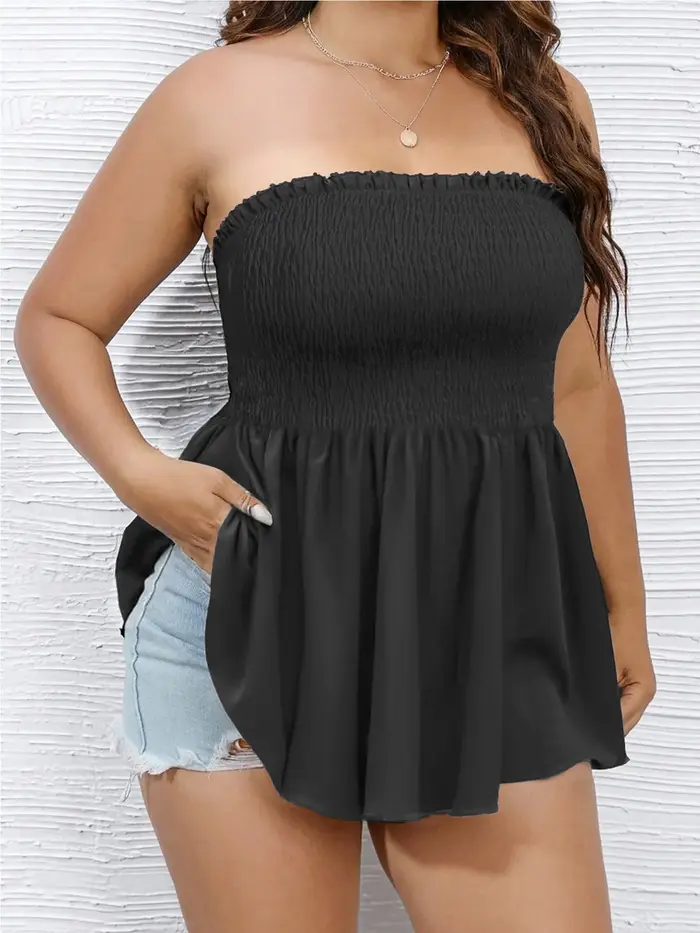Haut confortable grande taille pour femme, couleur unie, amincissant, décontracté