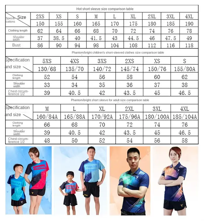 Tibhar 2026 T-shirt de tennis de table pour hommes et femmes
