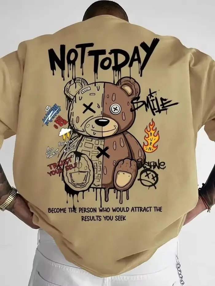 T-shirt graphique Not Today Graffiti Teddy Bear pour homme
