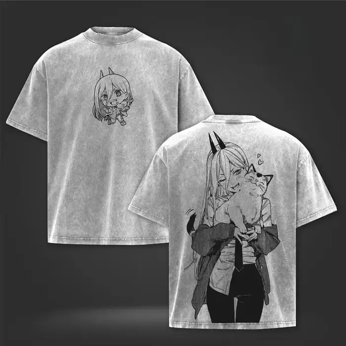 Anime chaud tronçonneuse homme puissance Kawaii impression T-shirt hommes femmes à manches courtes v