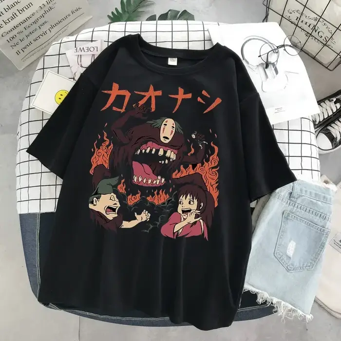 Hayao Miyazaki Anime série Totoro imprimé hommes et femmes décontracté col rond manches courtes Hara