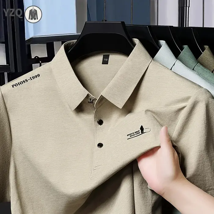 Polo décontracté pour homme automne avec logo imprimé