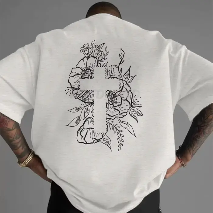 T-shirts graphiques à motif croix florale chrétienne pour hommes et femmes