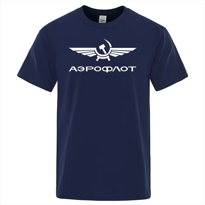 Aeroflot Aviation Russe Pilote aérospatial Aviateur T-Shirt hommes été coton à manches courtes mode vêtements décontractés T-Shirt ample