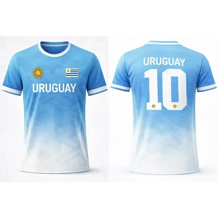 T-shirt unisexe Uruguay Sun Print en polyester respirant et confortable pour l'été