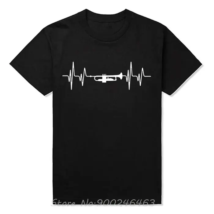Mode d'été amour trompette T-shirt Fitness unisexe t-shirts hauts coton col rond battement de coeur 
