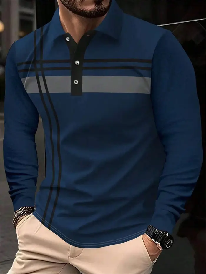 Chemises polo à rayures simples pour hommes