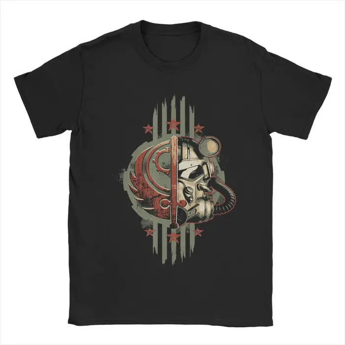 T-shirt en coton pour hommes Brotherhood of Steel Helmet Falloutend Game, style décontracté Y2K, col