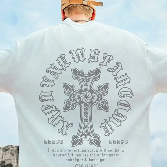 M-8XL T-shirt pour hommes surdimensionné ample et à la mode imprimé croisé T-shirt étudiant jeunesse