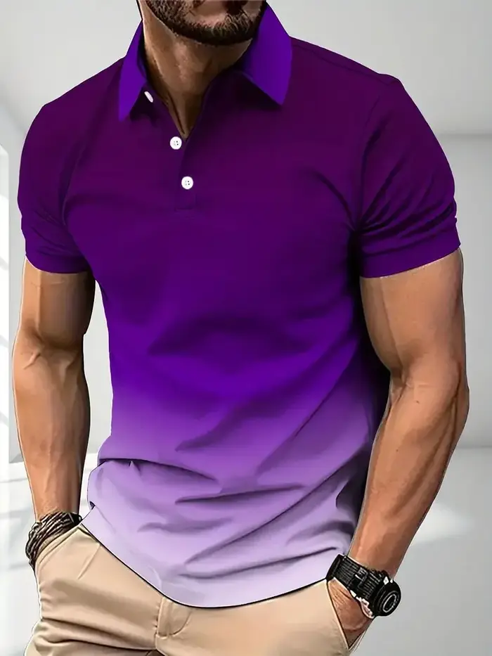 Polo homme à blocs de couleur dégradés